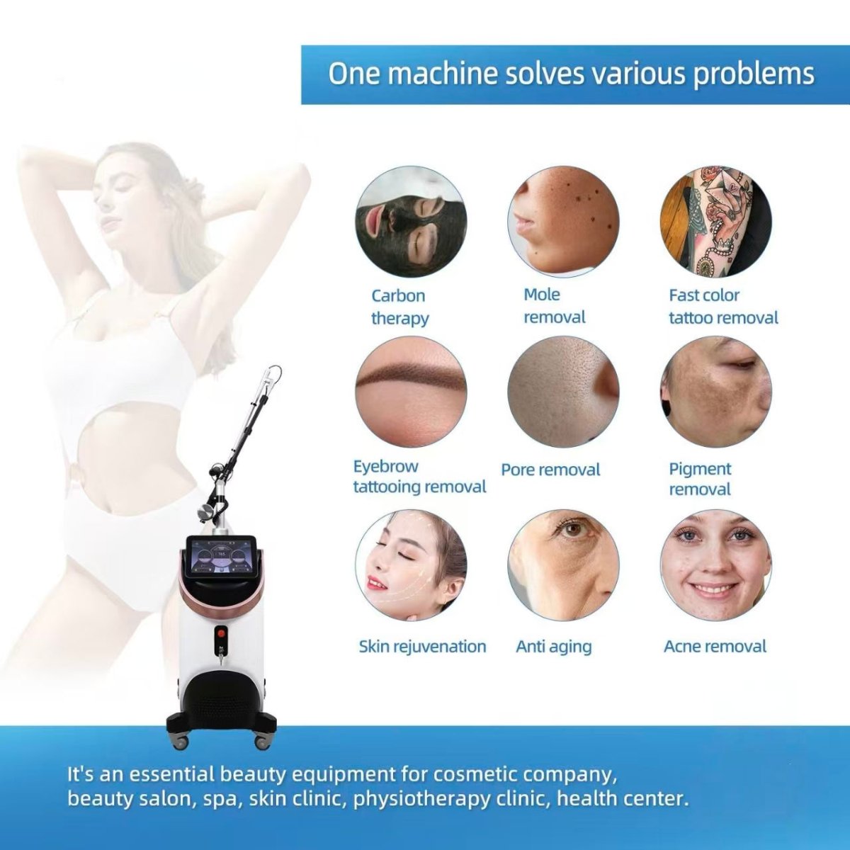 Pico Laser Eyebrow Tattoo Removal Machine, Picosecond Laser Device for Permanent Makeup Removal and Skin Rejuvenation